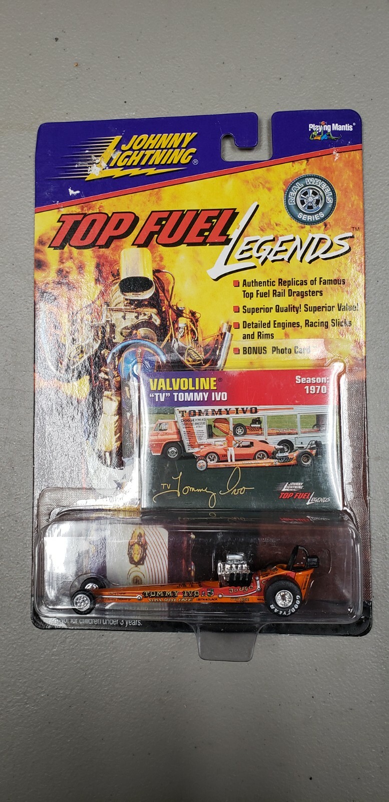 JOHNNY LIGHTNING TOP FUEL LEGENDS VALVOLINE “TV” TOMMY IVO!!! CARDED!!! 472-01