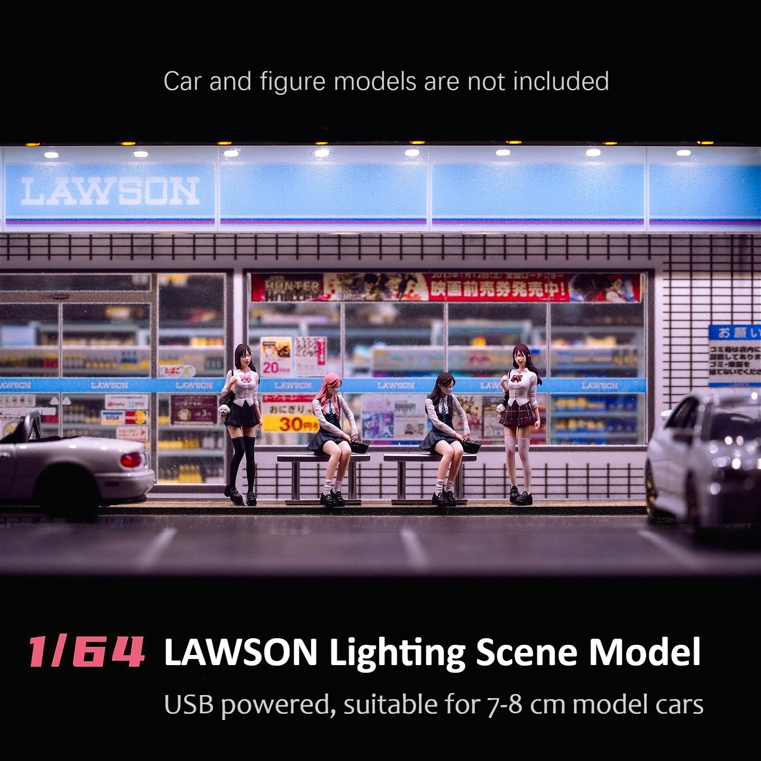 1:64 Diorama Diecast Garage Model LED Lighting Convenience Store Display Case US