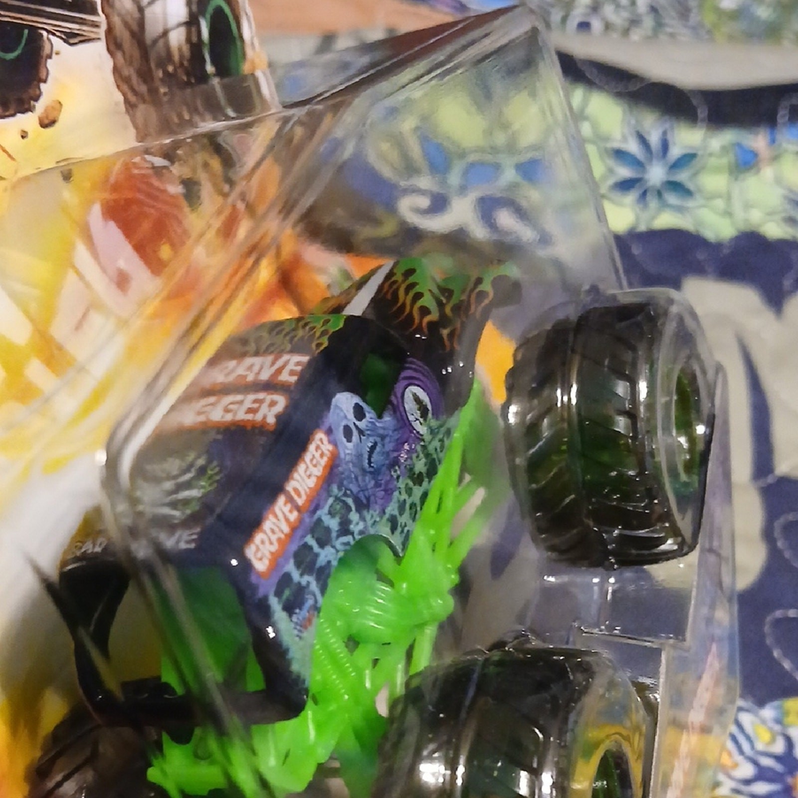 Grave Digger Monster Truck – Green and Black. Clear Green Wheels.