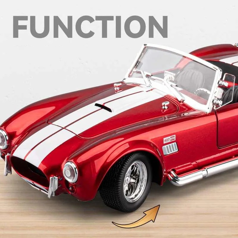 1:24 Ford Shelby Cobra 427 S/C Diecast-Light Sound Vintage Charm for Collectors
