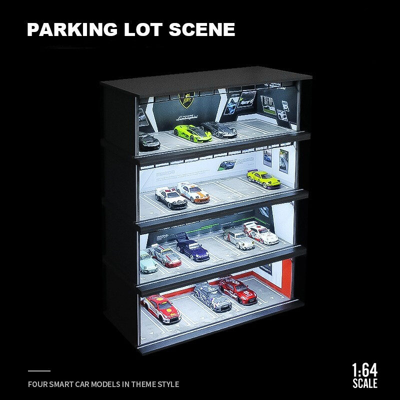 Diorama 1:64 Car Garage Model LED Lighting City Car Showroom Scene Display Model