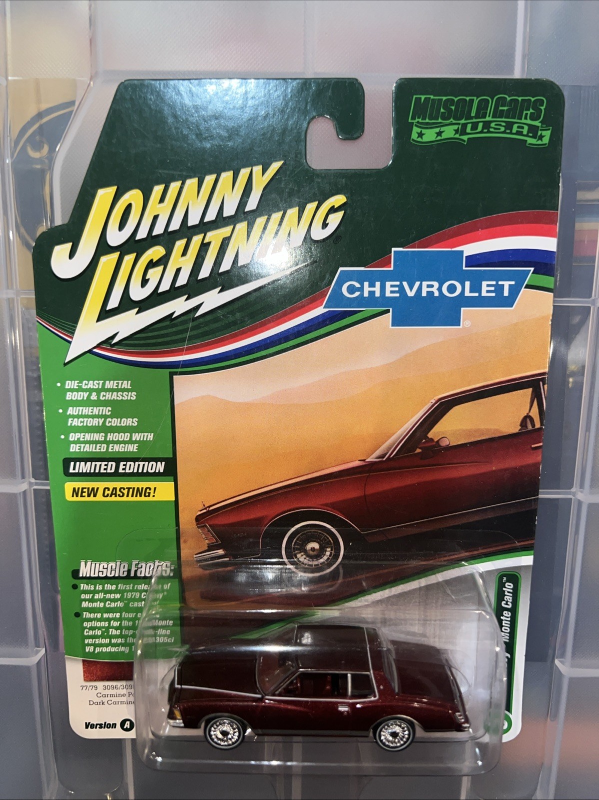 JOHNNY LIGHTNING 1/64 MUSCLE CARS 1979 CHEVY MONTE CARLO CARMINE RED Please Read