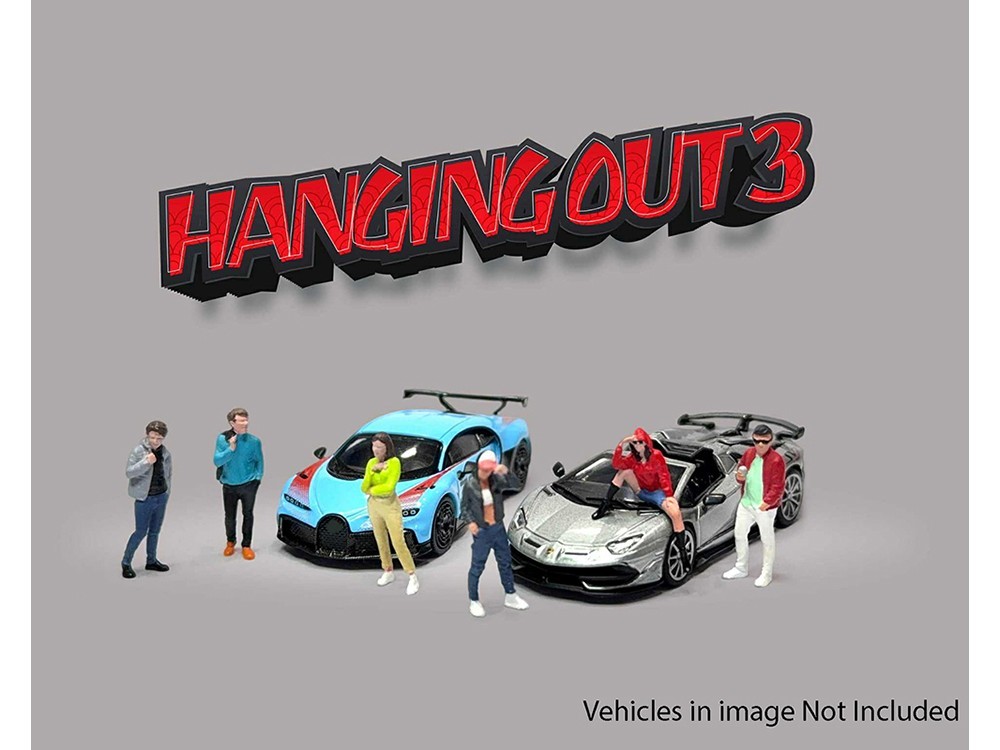 “HANGING OUT 3” 6 PC DIECAST FIGURE SET FOR 1/64 SCALE BY AMERICAN DIORAMA 2430