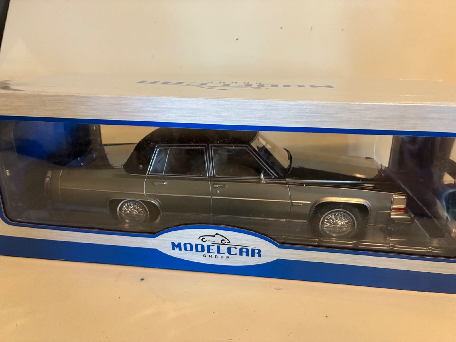MCG 1982 Cadillac Fleetwood Brougham Grey Metallic 1:18 new in box box damaged