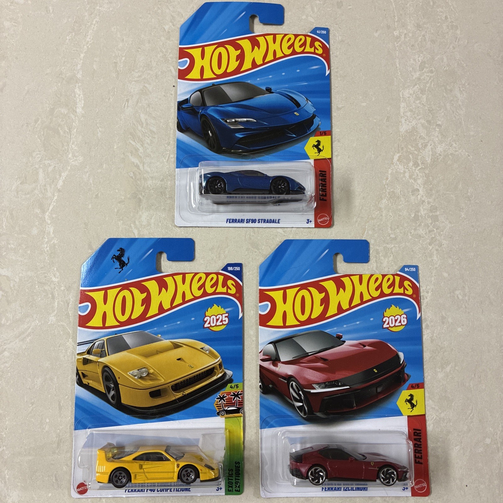 Hot Wheels Lot: Ferrari F40 Competizione, SF90 Stradale, 12Cilindri 2025/2026