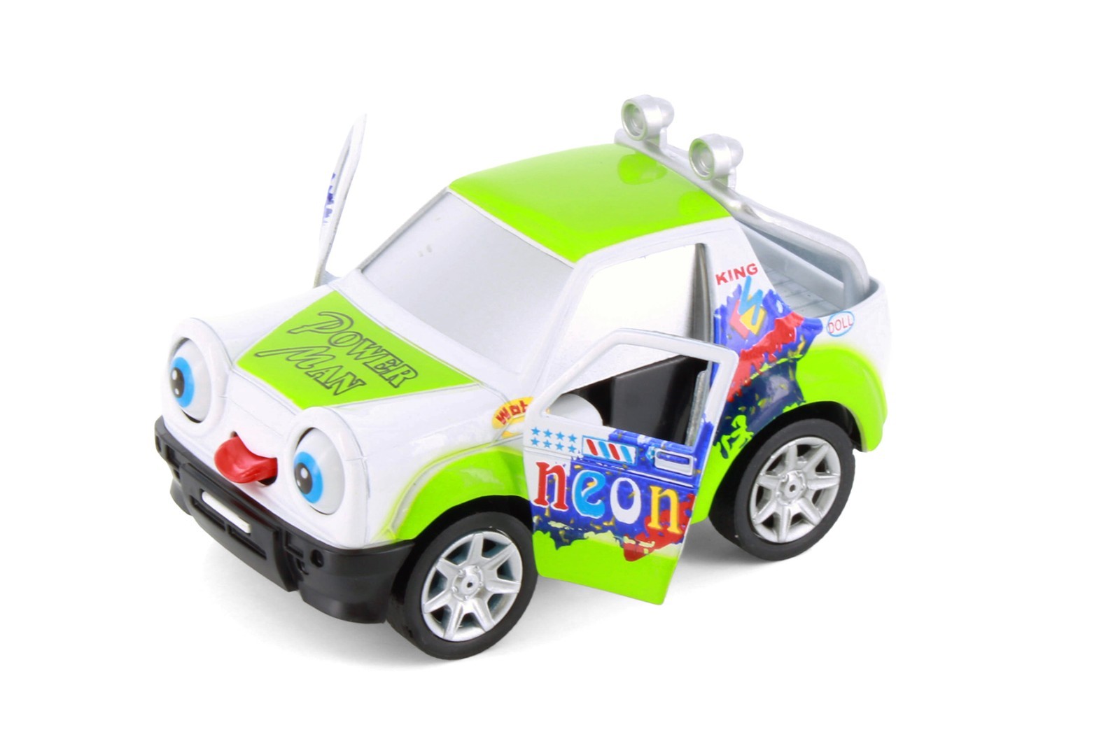 Cutie Cars w/Movable Eyes & Tongues – Power Man, Green – Showcasts 403/4D – 4″