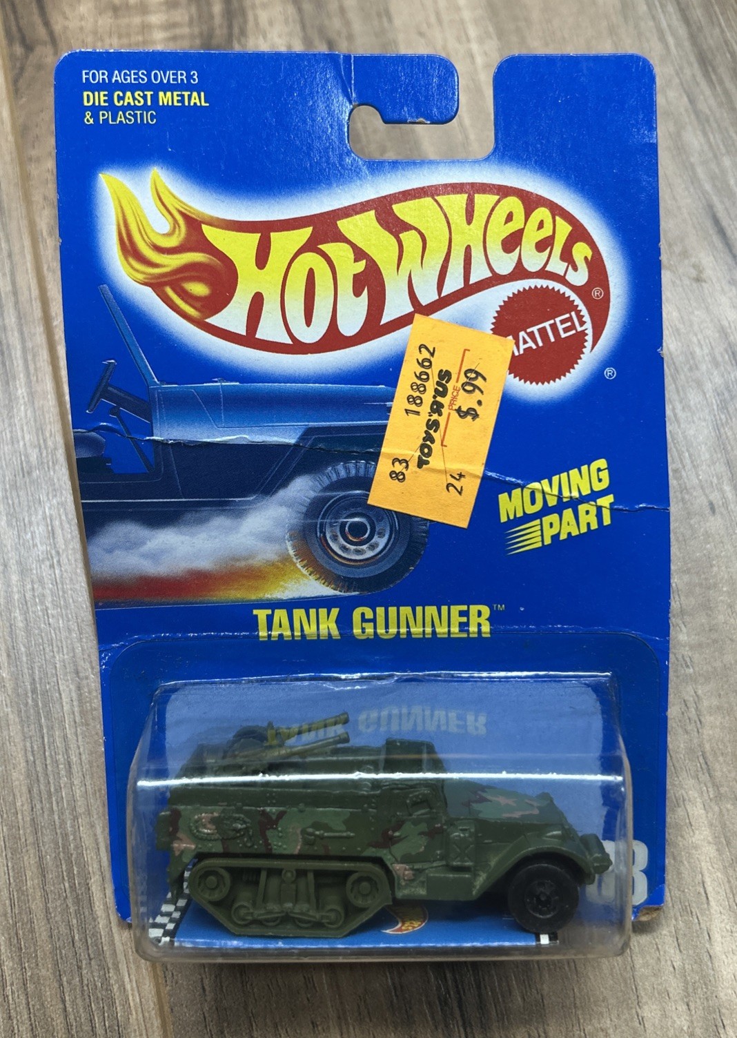 Hot Wheels 1989 Tank Gunner #83 – Rare Blue Card Military Vehicle