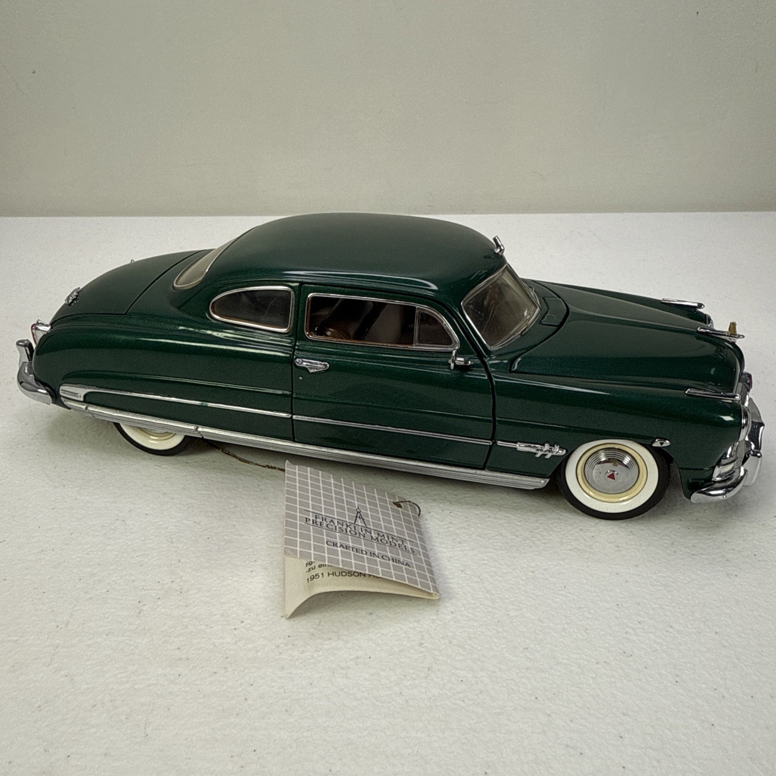 Franklin Mint 1:24 1951 Hudson Hornet Diecast Car Metallic Green w/ Tag *READ*