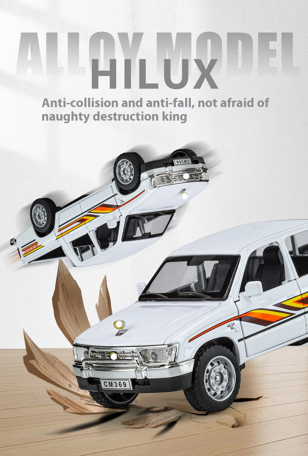 1:32 Toyota Hilux Alloy Model Off road Pickup with Sound and Light Diecast Toy