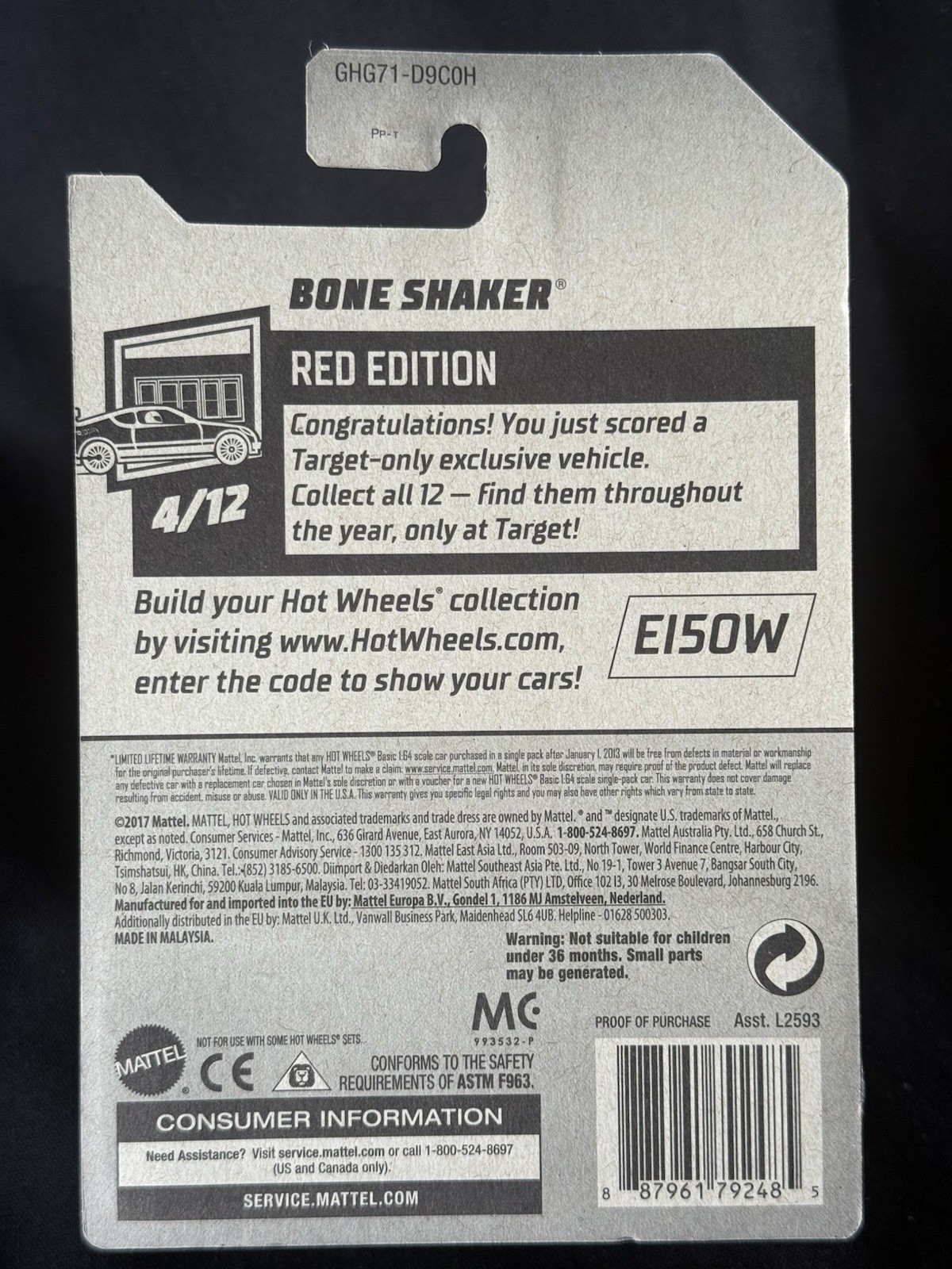 HOT WHEELS Red Edition Bone Shaker TARGET EXCLUSIVE With Protector