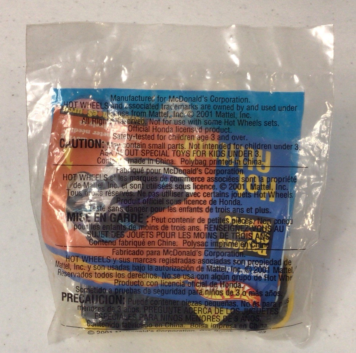 2001 Hot Wheels McDonald’s Happy Meal Honda Civic Yellow In Original Packaging