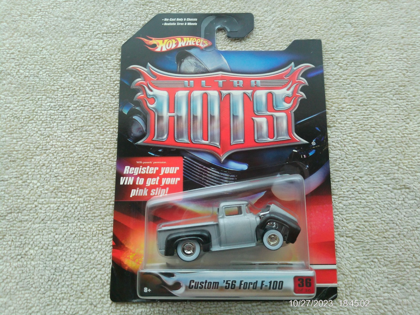 Hot Wheels Ultra Hots Custom ’56 Ford F-100 Truck Silver & Black w/RR NIB!