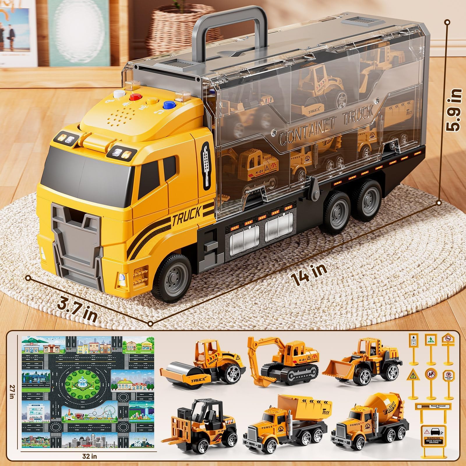 Carrier Truck Toddlers Toys for 3 4 5 6 7 Years Old Boys, Toy Truck Transport…