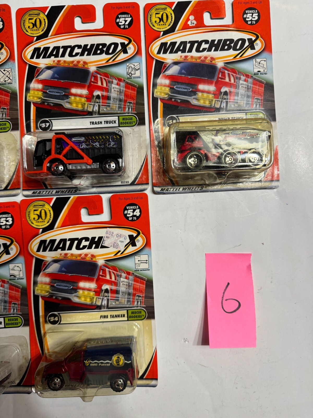 Lot qty 7 Matchbox rescue rookie police fire truck REF6