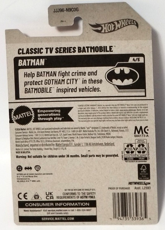 2026 Hot Wheels Classic TV Series Batman Purple Red Batmobile Scale: 1:64 New