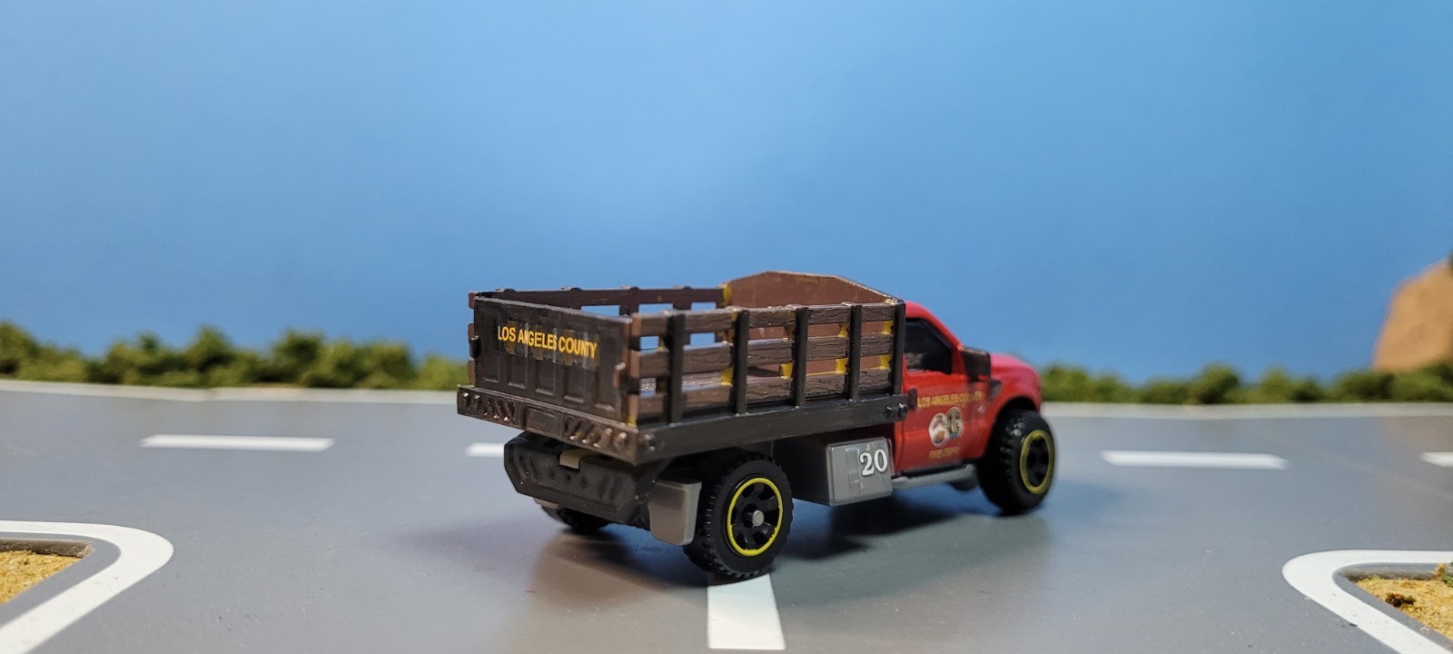 Matchbox custom kitbash fire truck Los Angeles County Fire Dept utility truck