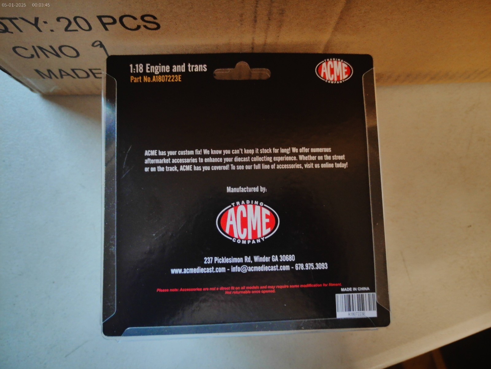 CHEVY SMALL BLOCK 350 ENGINE & TRANSMISSION COMPLETE 1:18 ACME A1807223E GMP