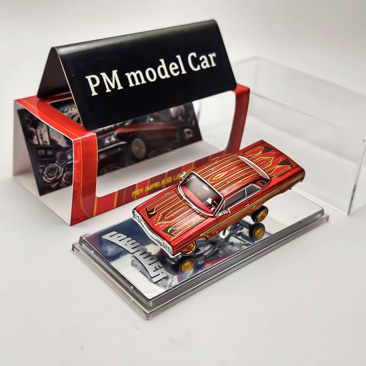 97M 1:64 Corona Red Impala SS 1964 Lowrider Hydraulic Chassis Diecast Model Car