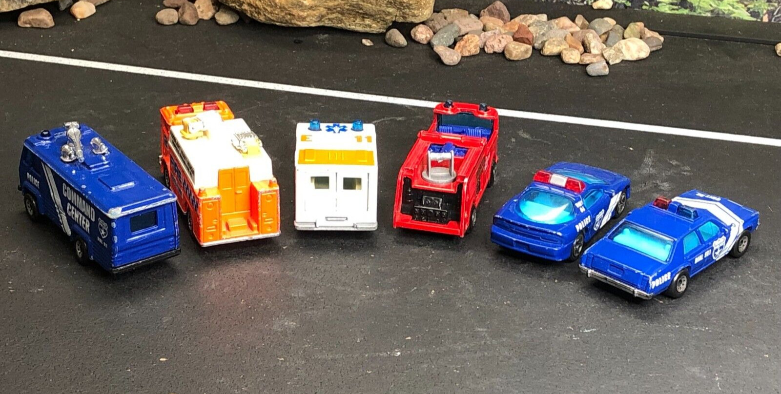 6 VTG Matchbox 1:63 1:69 POLICE/FIRE RESCUE CARS Camaro Z-28 FORD LTD AS-IS
