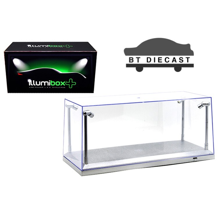 ILLUMIBOX CLEAR DISPLAY SHOW CASE LED LIGHTS FOR 1/18 MODEL SILVER BASE 14002