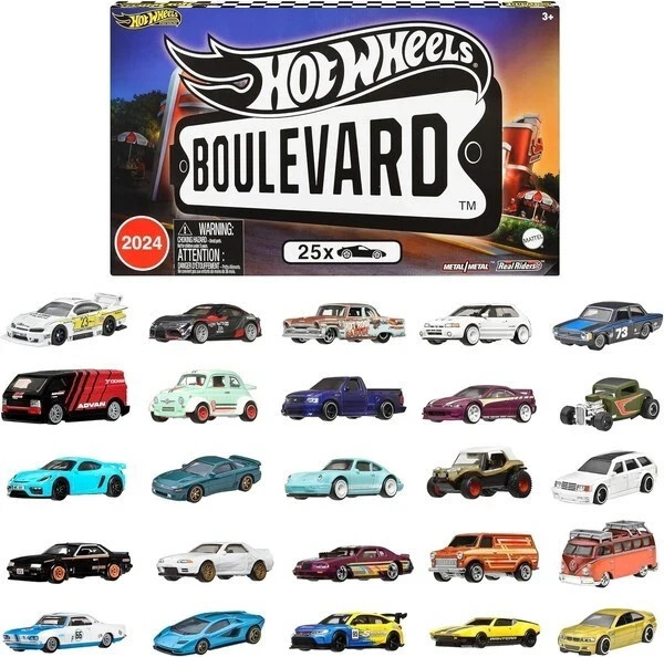 Hot Wheels Boulevard 25-Car Factory Set, Premium Die-Cast 1:64 Scale Sports Cars