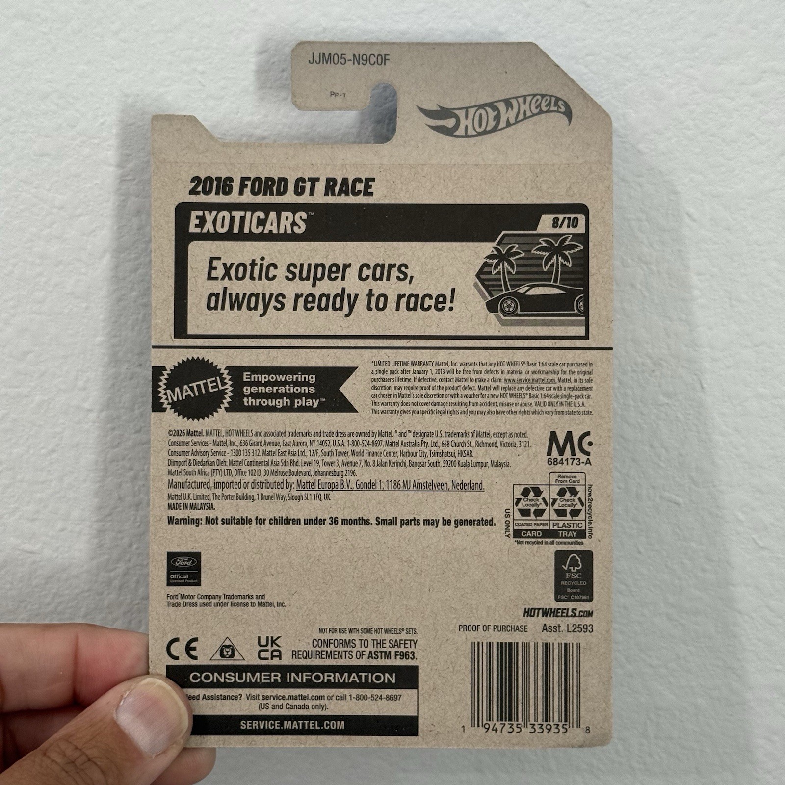 2026 Hot Wheels Treasure Hunt 2016 Ford GT Race – Case L2593-973 F