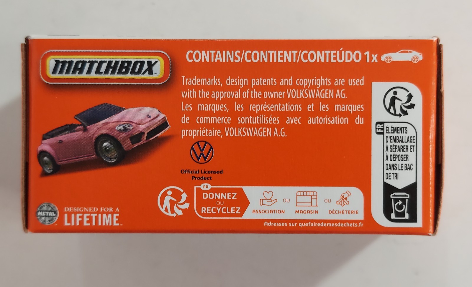 2019 Volkswagen Beetle Convertible 118/125 Matchbox 2025 POWER GRABS JBV50 pink