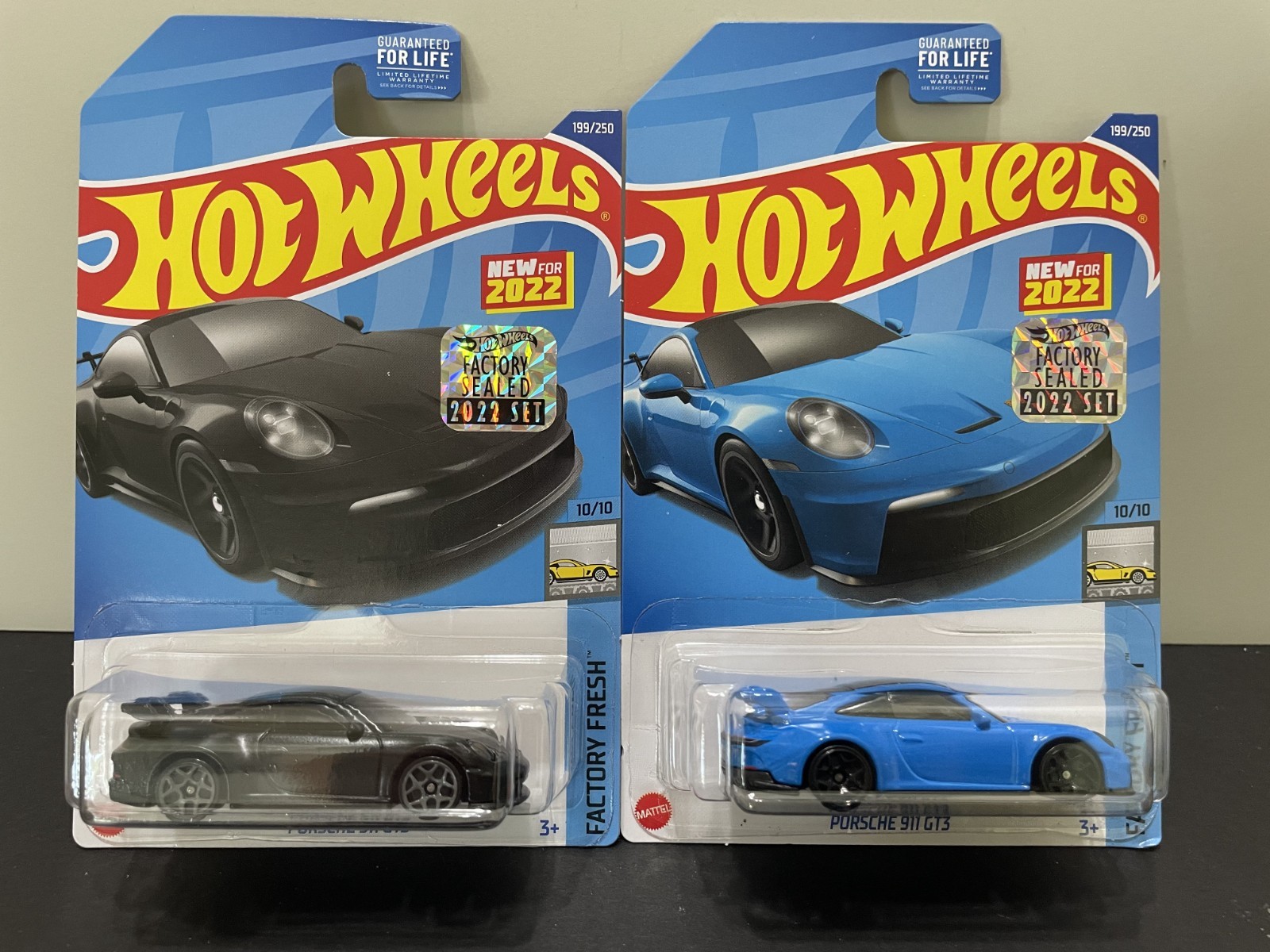 LOT HOT WHEELS PORSCHE 911 GT3 RLC REDLINE CLUB FACTORY SEALED SET BLACK & BLUE