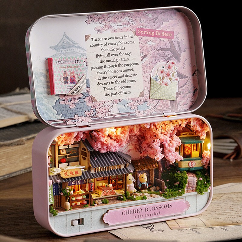 DIY Wooden Dollhouse Kit Furniture LED Lighting Wooden Building Model Gifts