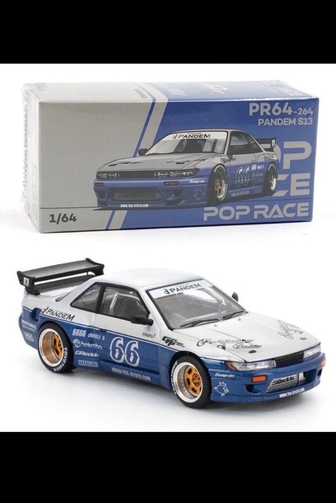 Pop Race 1:64 Nissan Silvia Pandem S13 Moontech Blue #264