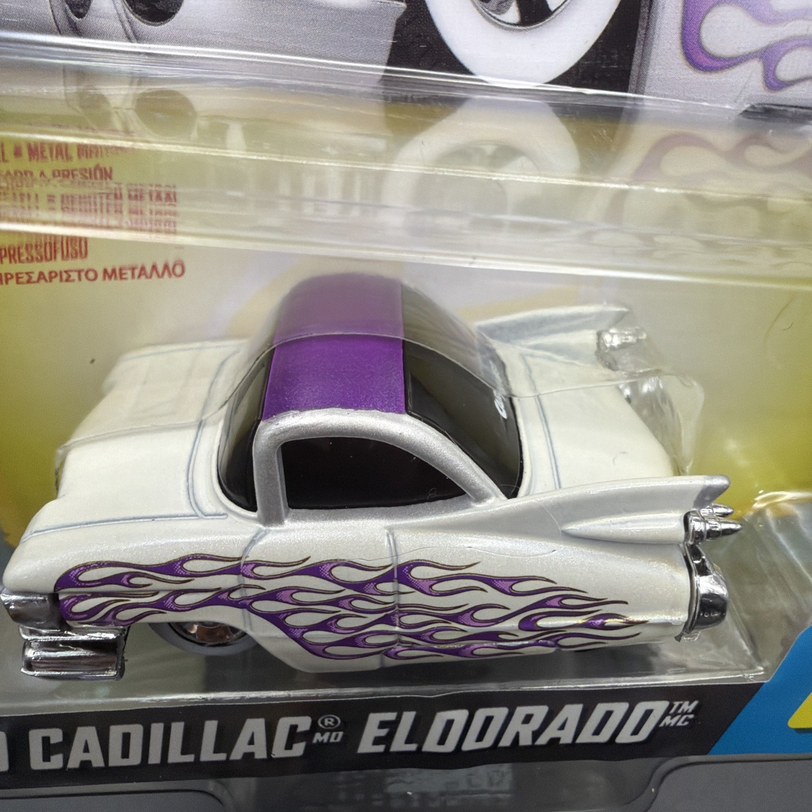 Car Tuned Series 6 ‘59 Cadillac Eldorado #05, Cartuned, White, Purple, Flames 🔥