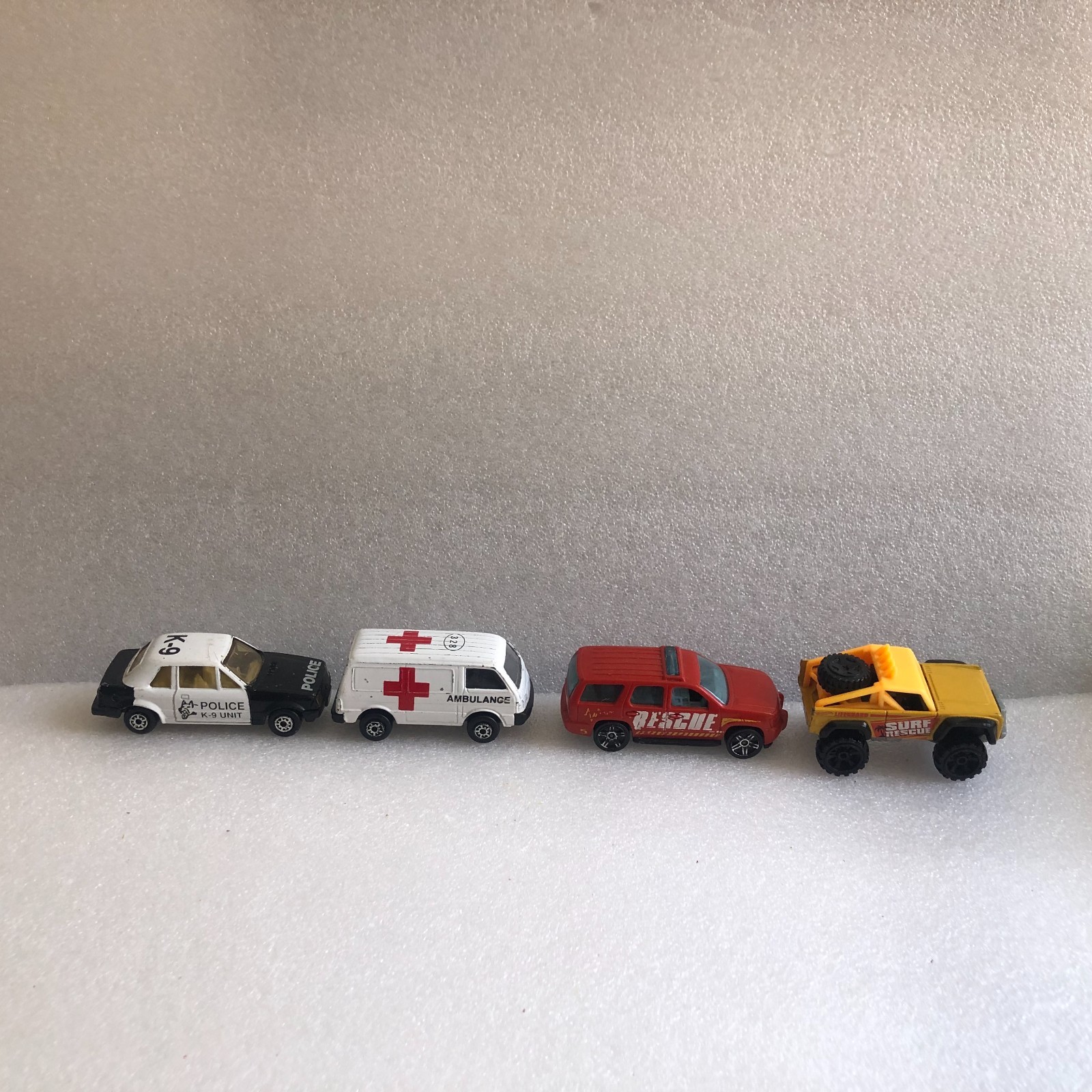 Lot of 8 Hot Wheels, Mattel, Maisto, Kinsmart Police, Fire, Ambulance, & Rescue