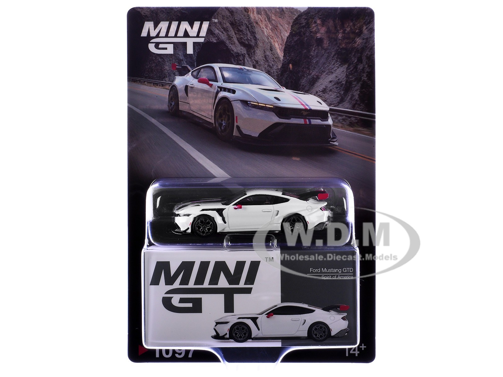 FORD MUSTANG GTD SPIRIT OF AMERICA WHITE 1/64 DIECAST MODEL BY MINI GT MGT01097