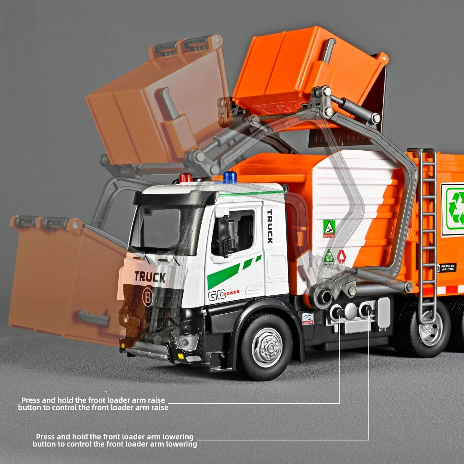 Large Metal Garbage Truck Toy for Boy 4-7, Kid Trash Truck with Auto-Lift Functi