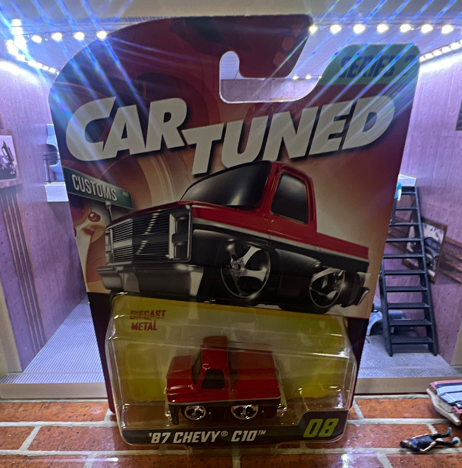 MGA Car Tuned Customs 1:64 1987 Chevrolet Chevy C10 Red/Black Unopened Box