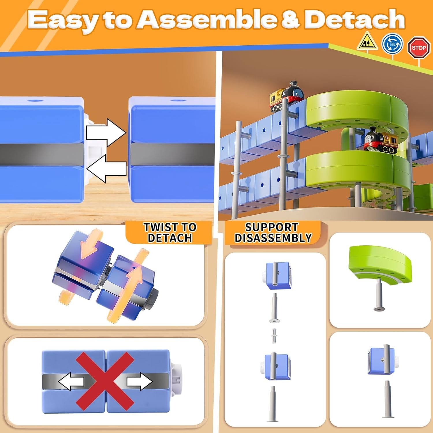101Pcs DIY Buildable Train Track Set Rechargeable Electric Train Building Blocks