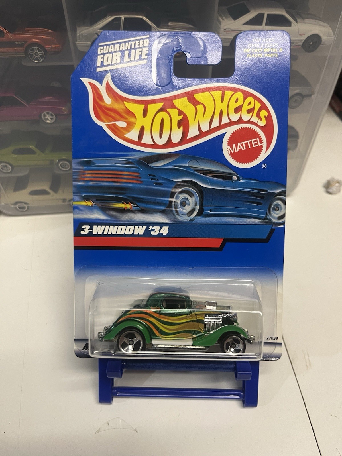 2000 Hot Wheels 3-Window ’34 Hot Rod #132 Metallic Green 3 Spoke Rims NIP