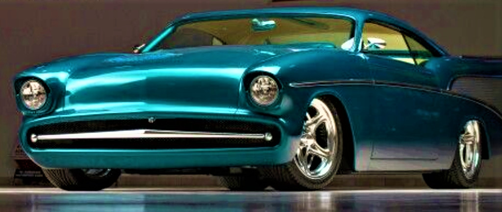 57 Chevy Classic Custom Concept Hot Rod Race55Promo Car Carousel BLU 124 118 112