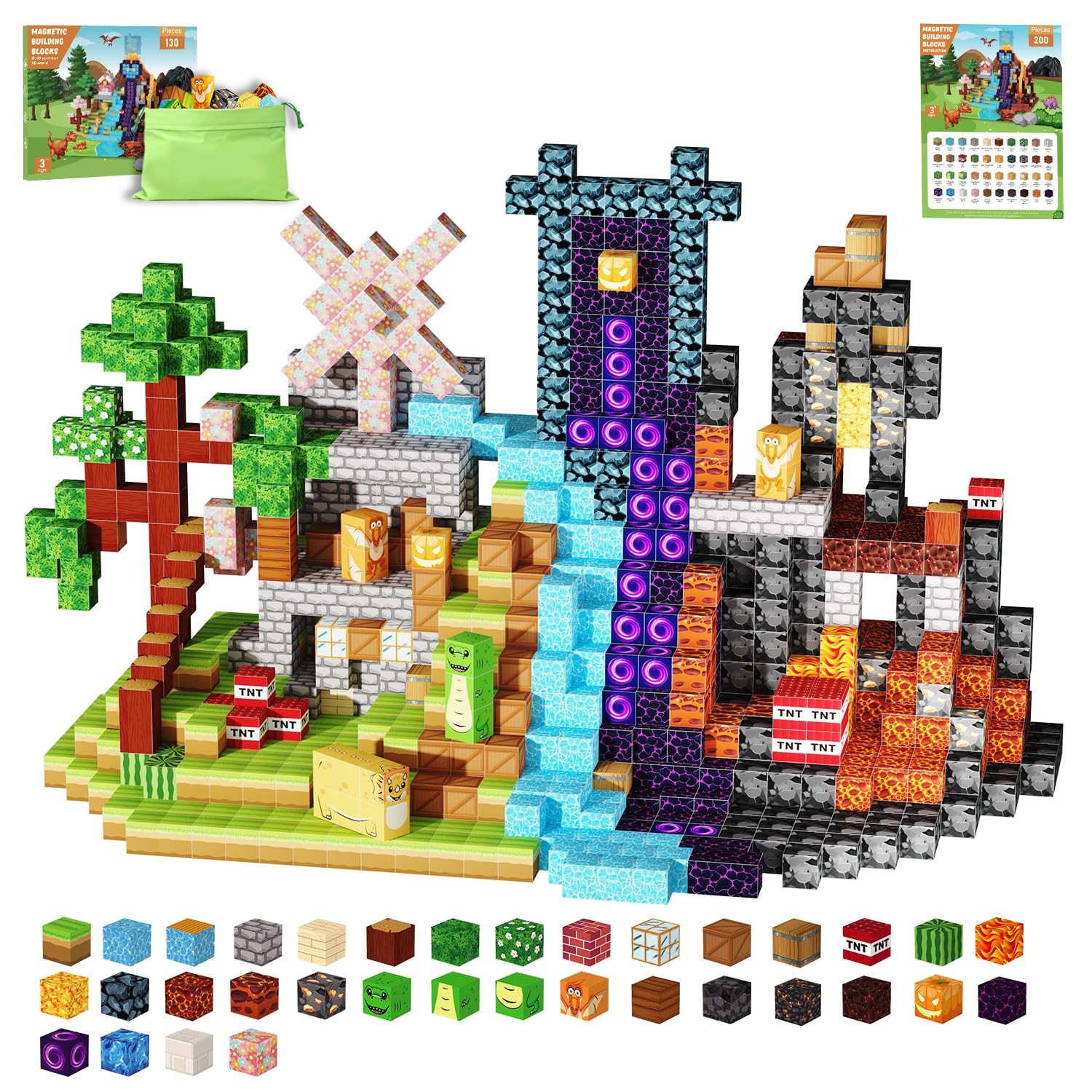 Magnetic Blocks Magnetic Building Blocks Toy, Construction Sensory Toys Birth…
