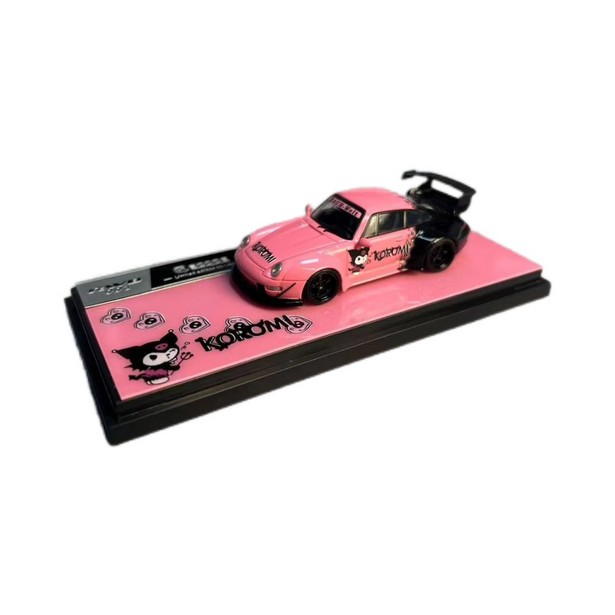 DEcode 1:64 Porsche RWB 993 964 Kuromi painted alloy car model ornaments