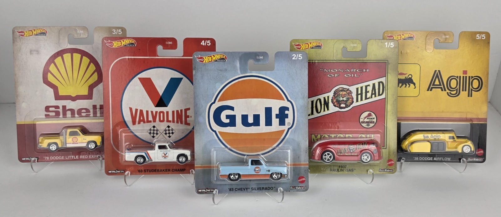 2020 Hot Wheels Premium Pop Culture Vintage Oil Set of 5 Gulf Chevy Silverado