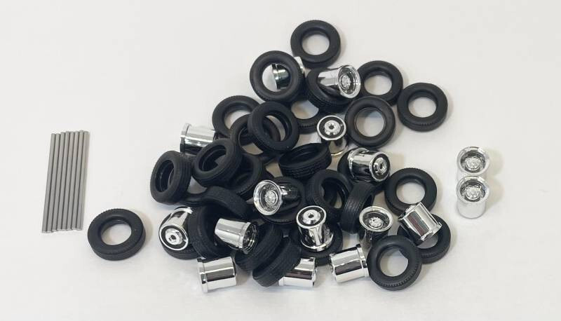 8 Chrome Low Profile Rear Wheelsets 1/87 Truck Accessory HO Scale Promotex 5533