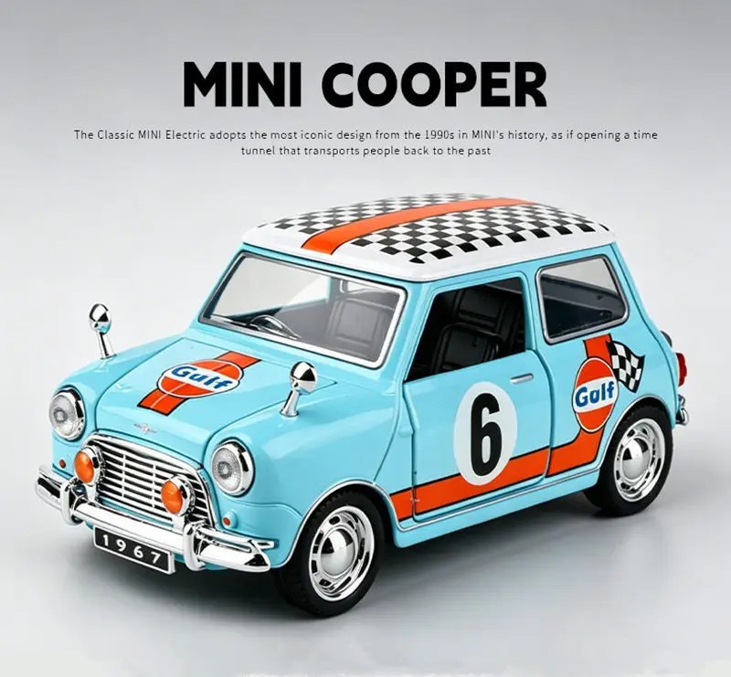 1:32 Morris Mini Cooper S Alloy Classic Sports Car Model Diecast Metal Track Rac