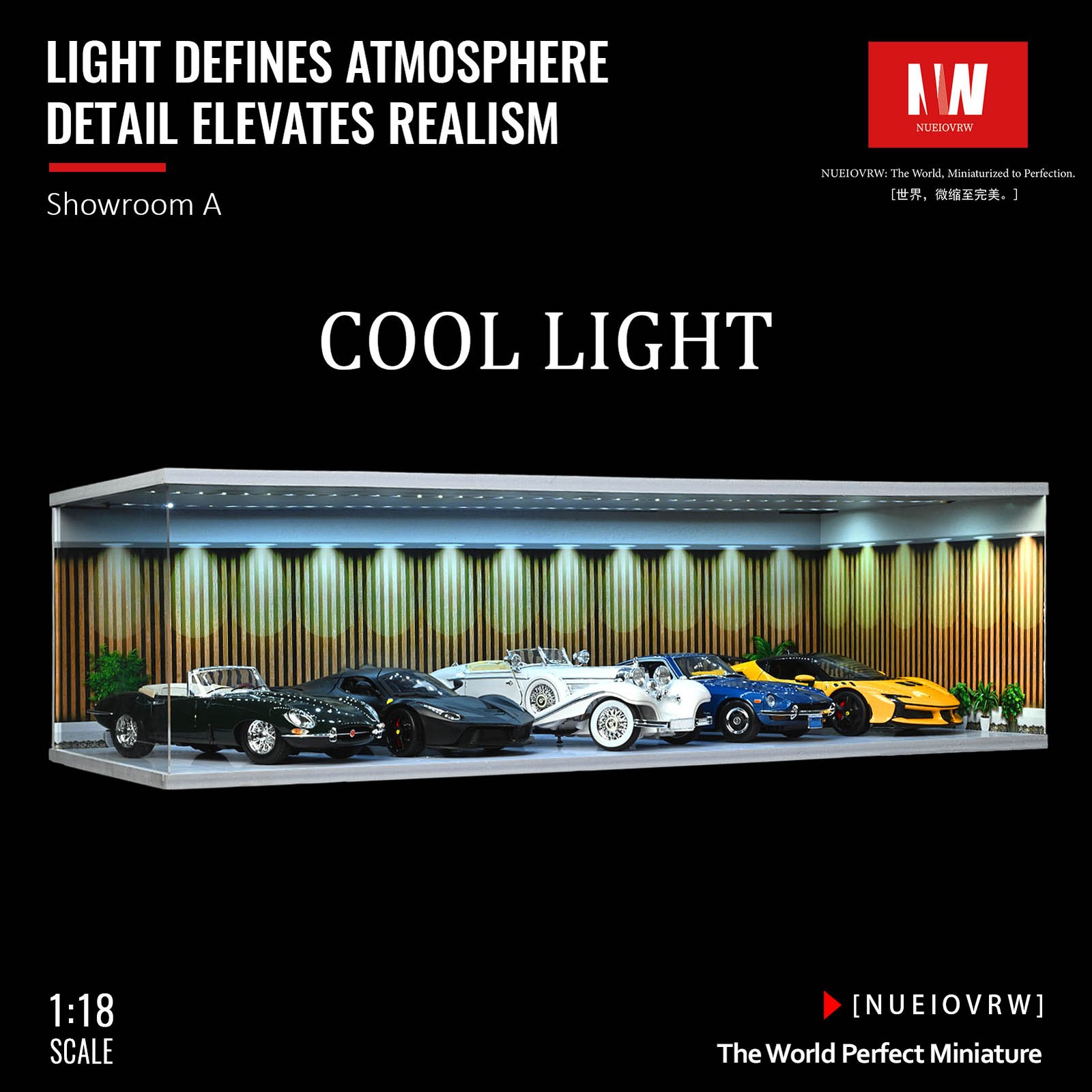 Diorama 1/18 Car Garage Model LED Light Street Building Showroom Display Gift US