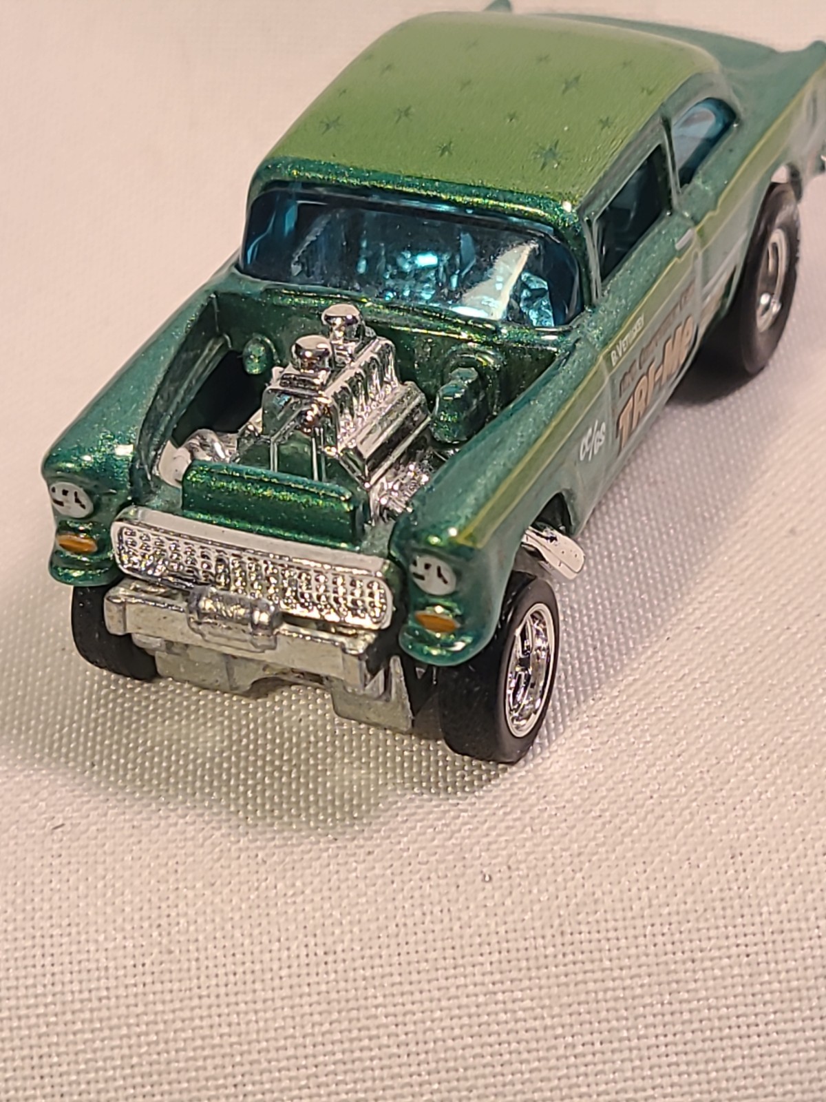 Hot Wheels Car Culture Dragstrip Demons ‘55 Bel Air Gasser Green Metal Base