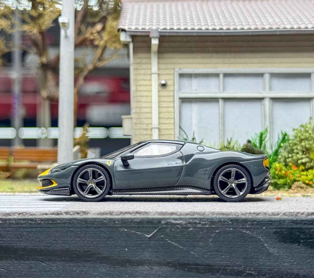 BBR 1:64 Gray 296 GTB Hard Top Racing Sports Model Diecast Display Car