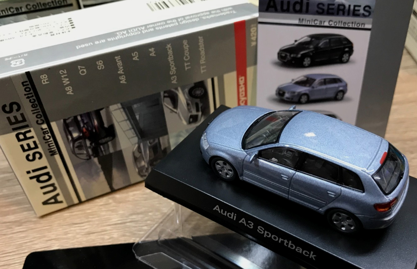 Kyosho 1/64 Audi A3 Sportback Light Blue New Ships From USA Free Shipping