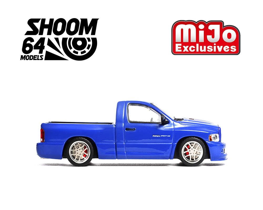 SHOOM64 2003 Dodge Ram SRT-10 Pickup Electric Blue Pearl / White Stripes 1/64