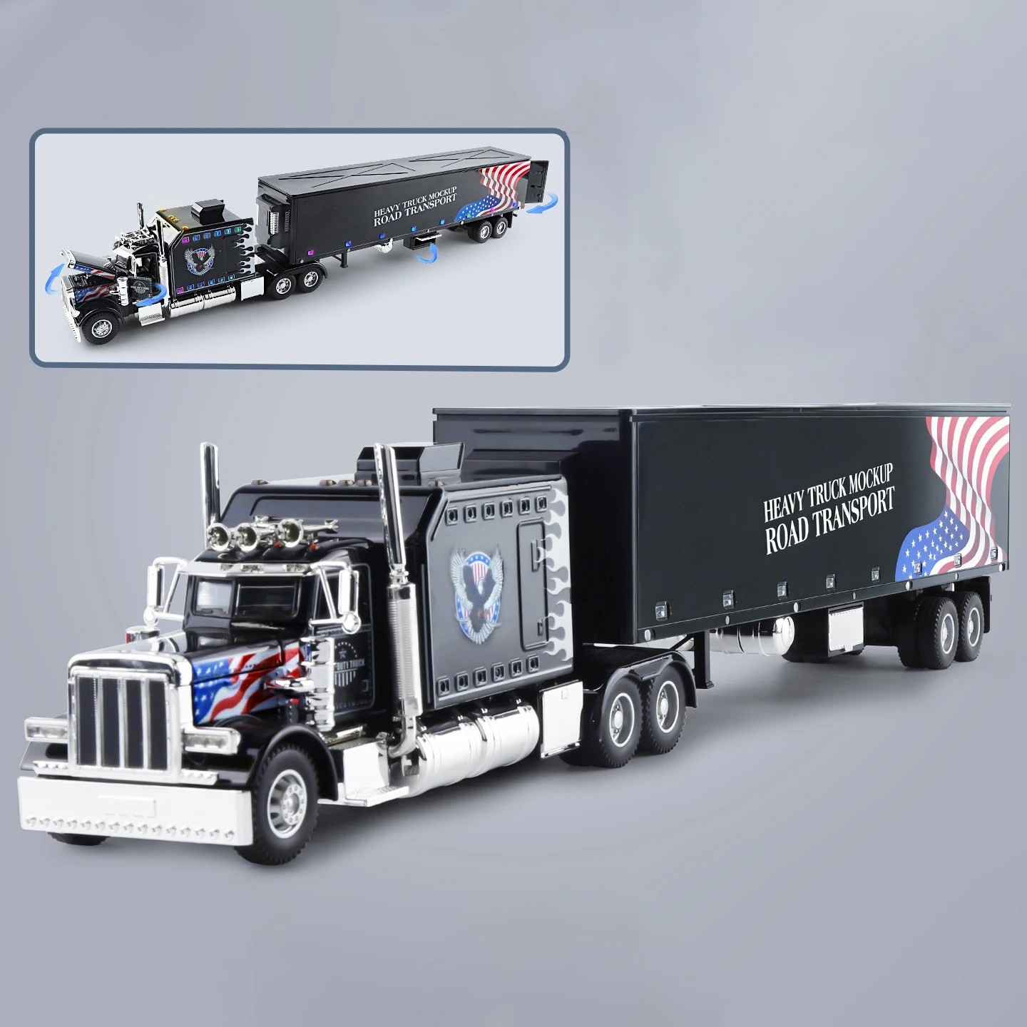 1:24 Peterbilt 389 Alloy Heavy Semi Trailer Truck Head Diecast Container Truck