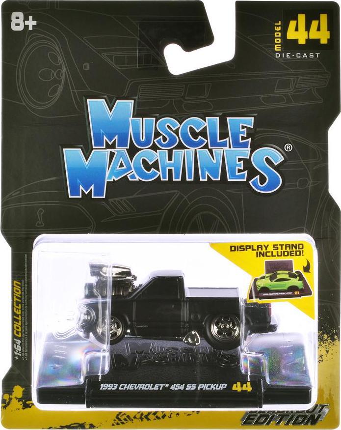 1993 Chevrolet 454 SS Pickup Truck Matt Black Blackout Edition 1/64 Diecast by